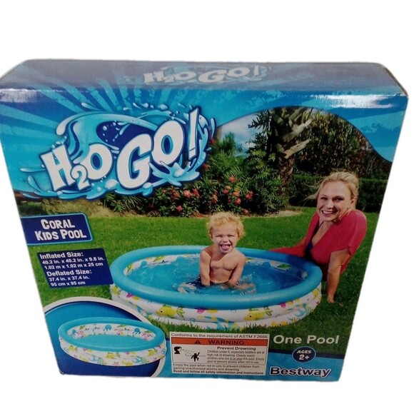 Kids BestWay Round Coral Inflatable Swimming Pool H2O go - Picture 1 of 8